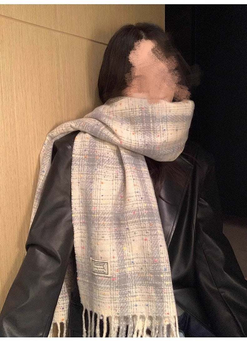 2025 New Korean Style Gypsophila Plaid Scarf Women's Autumn and Winter Student Couple Shawl Versatile Warm Scarf Wholesale
