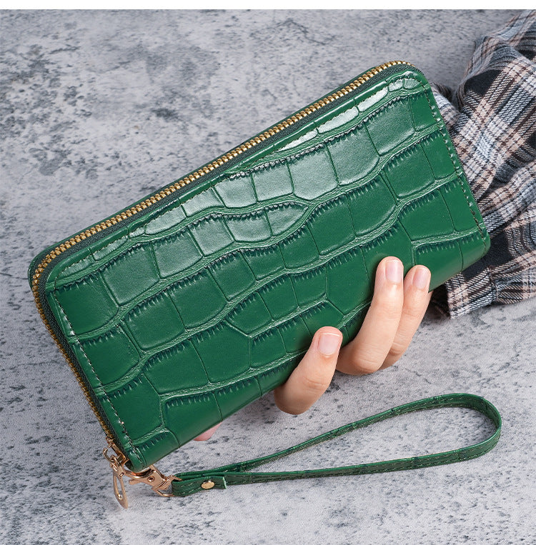 2025 New Women's Long Wallet, Feminine Crocodile Pattern Clutch Wallet, Fashionable Retro Women's Bag