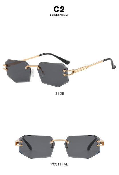 Irregular Frameless Edge-Cut Sunglasses 2024 New Style Personalized Fashion Sunglasses Street Style Trendy Sunglasses for Women