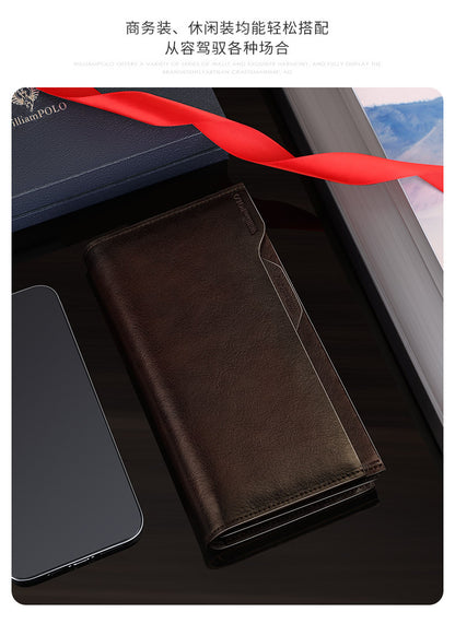 King Paul men's wallet long leather multi card slot fashion retro color hand bag card wallet wholesale