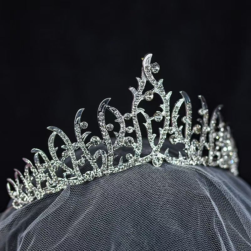 Bridal Crown Tiara Rhinestone Crown Wedding Dress Diamond Costume Eighteenth Birthday Coming-Of-Age Ceremony Birthday Princess Hair Accessory