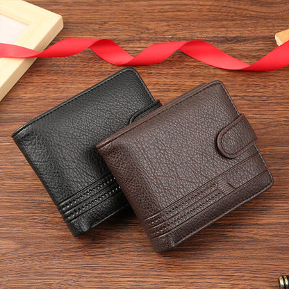 Cross-Border Dropshipping Manufacturer Wholesale Men's Wallet Pu Leather Short Zipper Buckle Wallet New Style Wallet Coin Purse