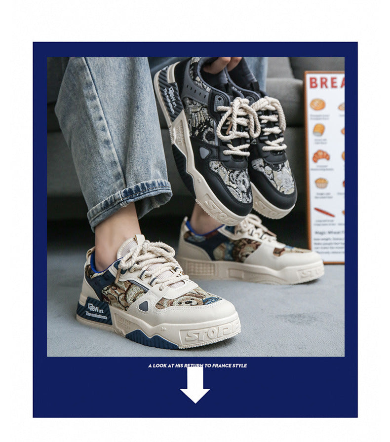 National Trend Men's Shoes 2024 Autum New Breathable Canvas Shoes Men's Niche Original Casual Shoes Sneakers Thick-Soled Student Shoes