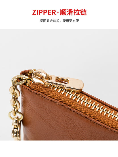 European and American Genuine Leather Cowhide Coin Purse Simple Mini Zipper Coin Bag 2025 New Small Wallet Women's Short Ultra-Thin