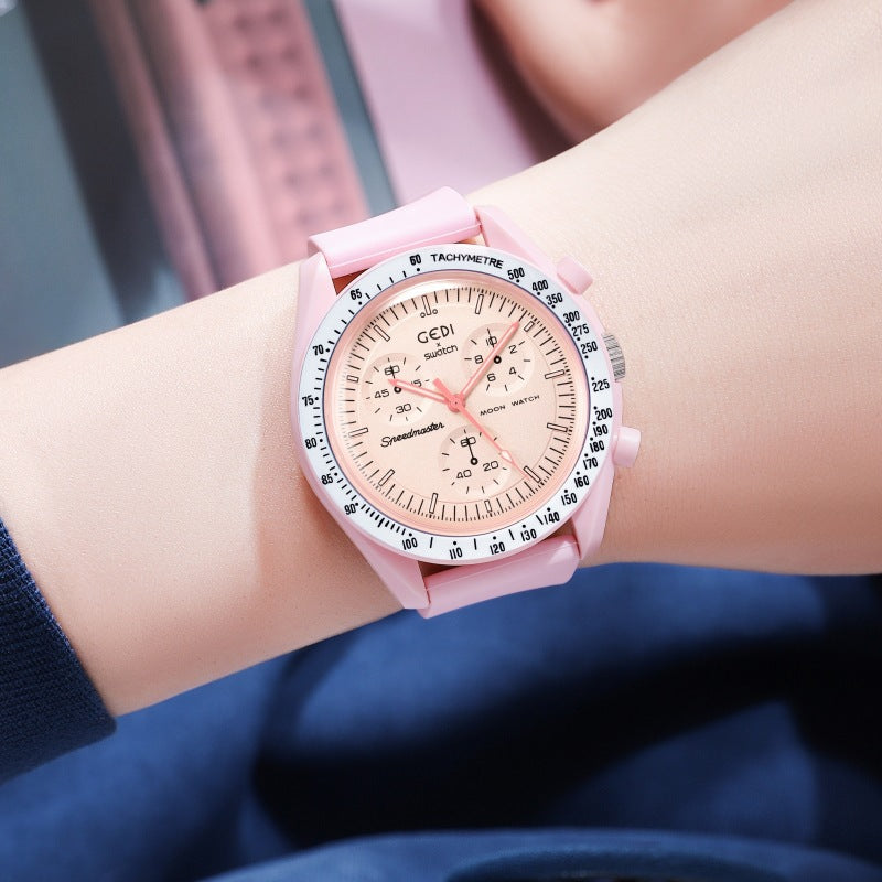 GEDI GEDI Fashion Candy Color Silicone Tape Middle School Students' High Color Value Large Dial Quartz Sports Watch 31020