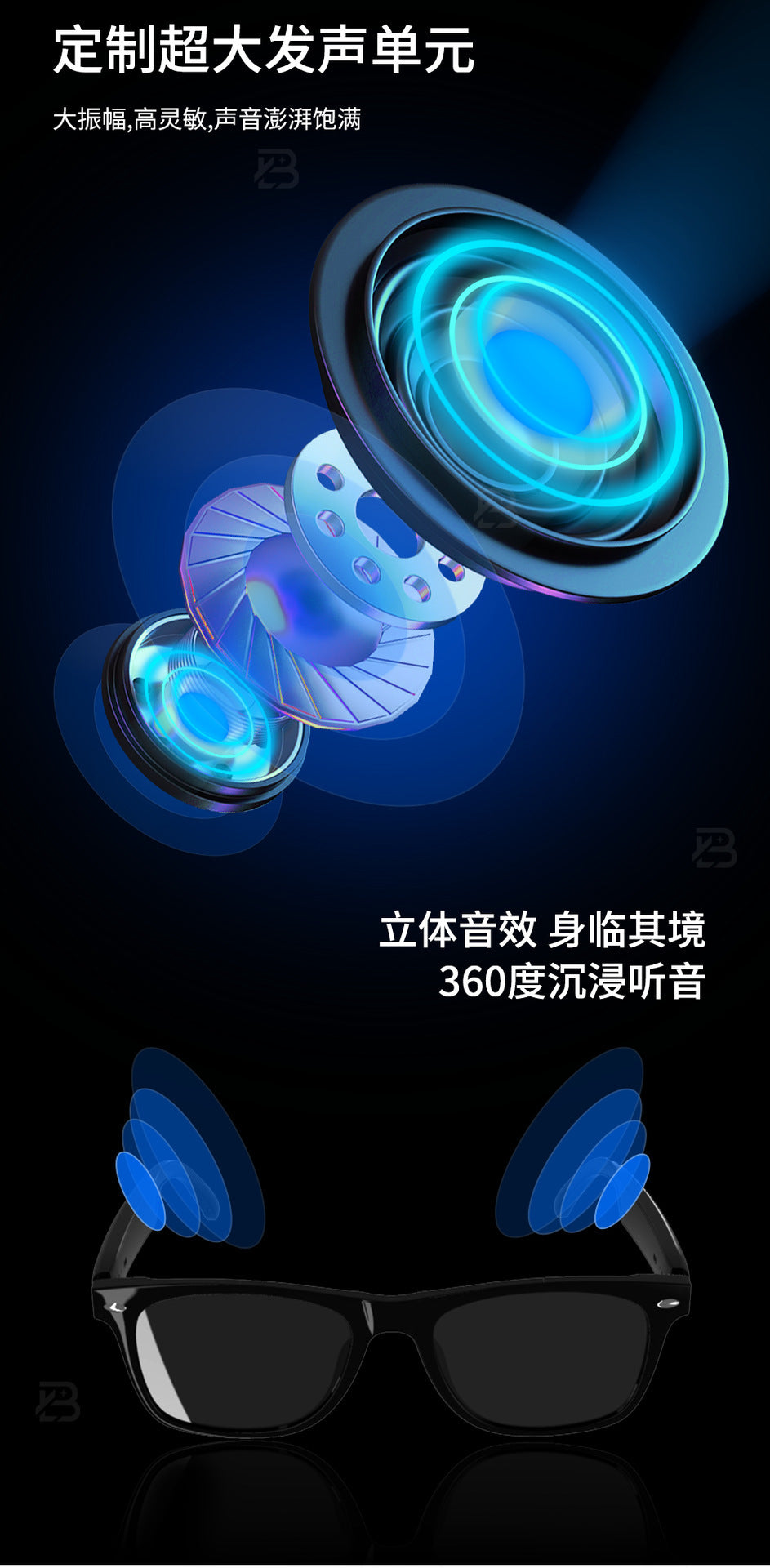 Smart Ai Bluetooth Translation Glasses, Sunglasses, Polarized, Anti-Uv, Anti-Blue Light, Listening to Music and Calls, Transparent Lens Replacement