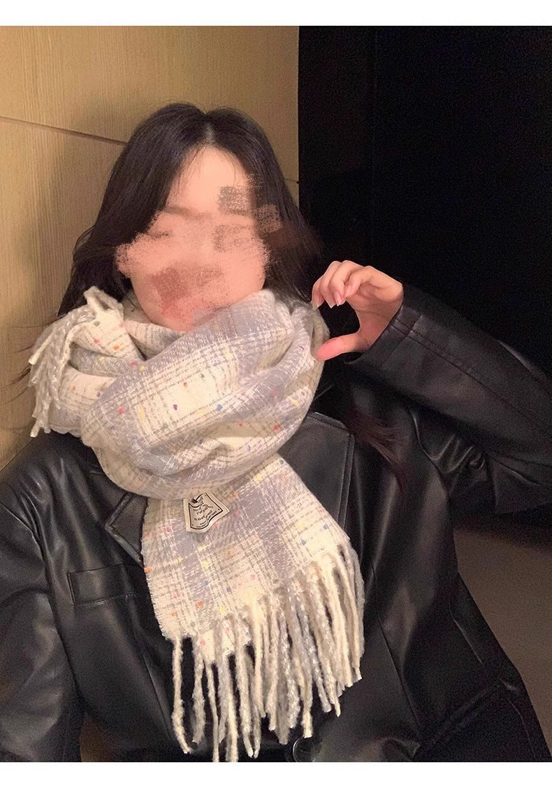 2025 New Korean Style Gypsophila Plaid Scarf Women's Autumn and Winter Student Couple Shawl Versatile Warm Scarf Wholesale