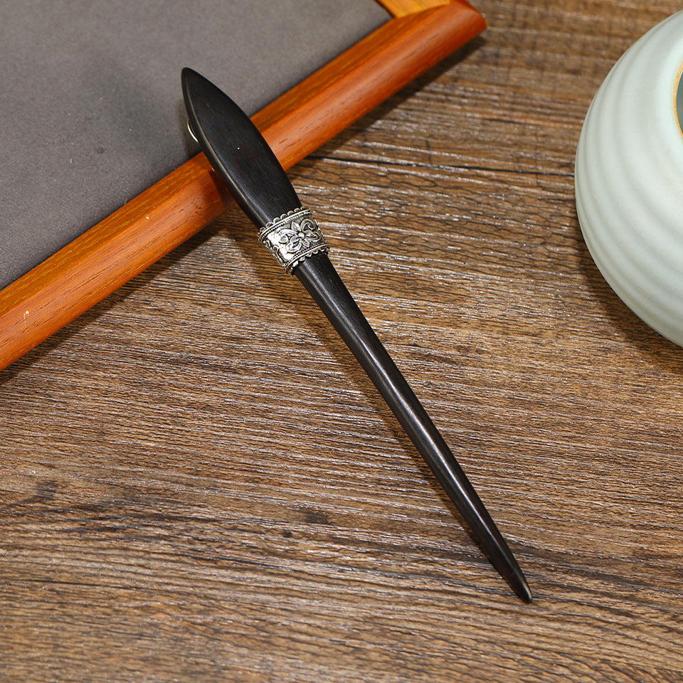 Vintage Ebony updo chopsticks simple antique silver ancient style hair accessories new Chinese ancient costume cheongsam hairpin