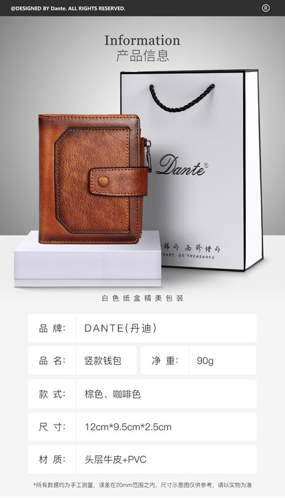 Men's wallet wholesale leather zipper short retro wallet RFID anti-theft foreign trade leather wallet manufacturers processing