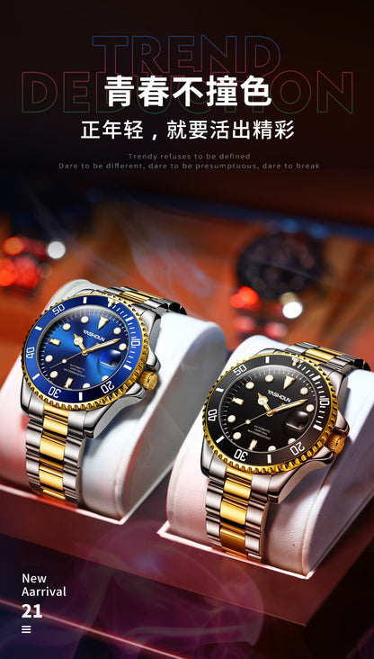 Ashi ton new steel band men's watch hollow automatic mechanical watch calendar waterproof foreign trade men's watch wholesale
