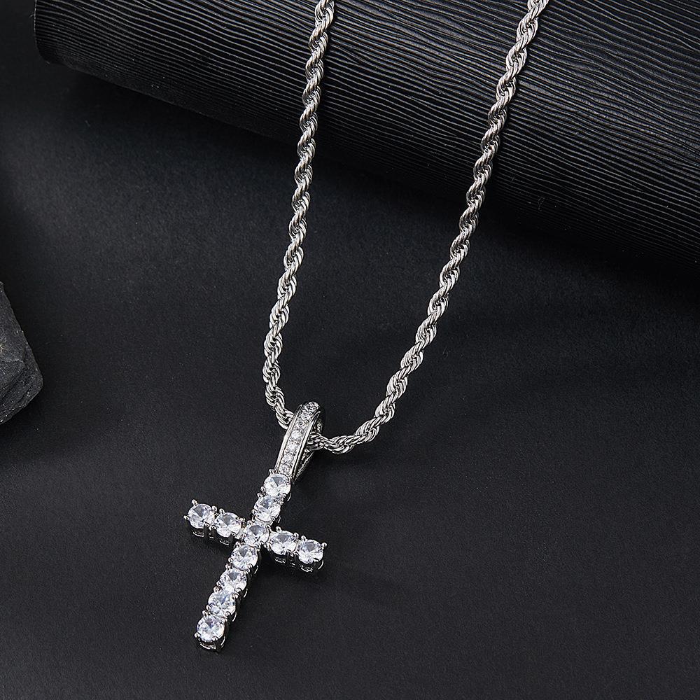 Hiphop Hip Hop Diamond Watch Five-Piece Diamond Cuban Chain Cross Necklace Cuban Ring Cross Border Wholesale