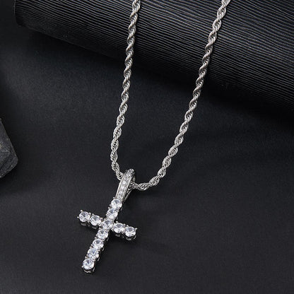 Hiphop Hip Hop Diamond Watch Five-Piece Diamond Cuban Chain Cross Necklace Cuban Ring Cross Border Wholesale