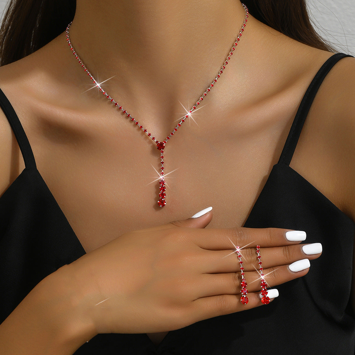 Factory Direct Approval Fashion Wedding Wedding Photography Accessories Earrings Necklace Bracelet Set Combination Multiple Choice