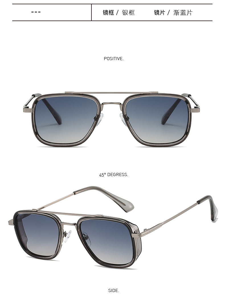 21 Amazon's New Popular European and American Punk Men's Sunglasses Pilot Square Frame Cross-Border Sunglasses Wholesale