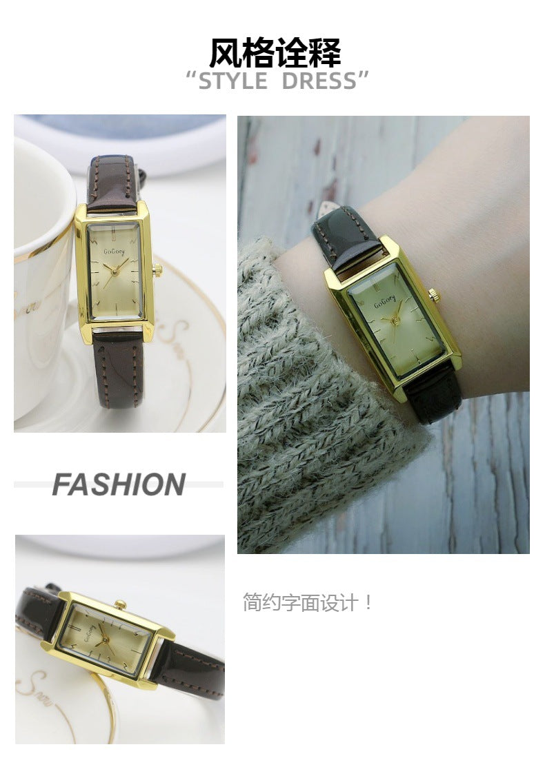 Small Rectangular Thin Strap Simple Women's Leather Strap Watch Trendy Leather Strap Watch Women's Quartz Watch 270