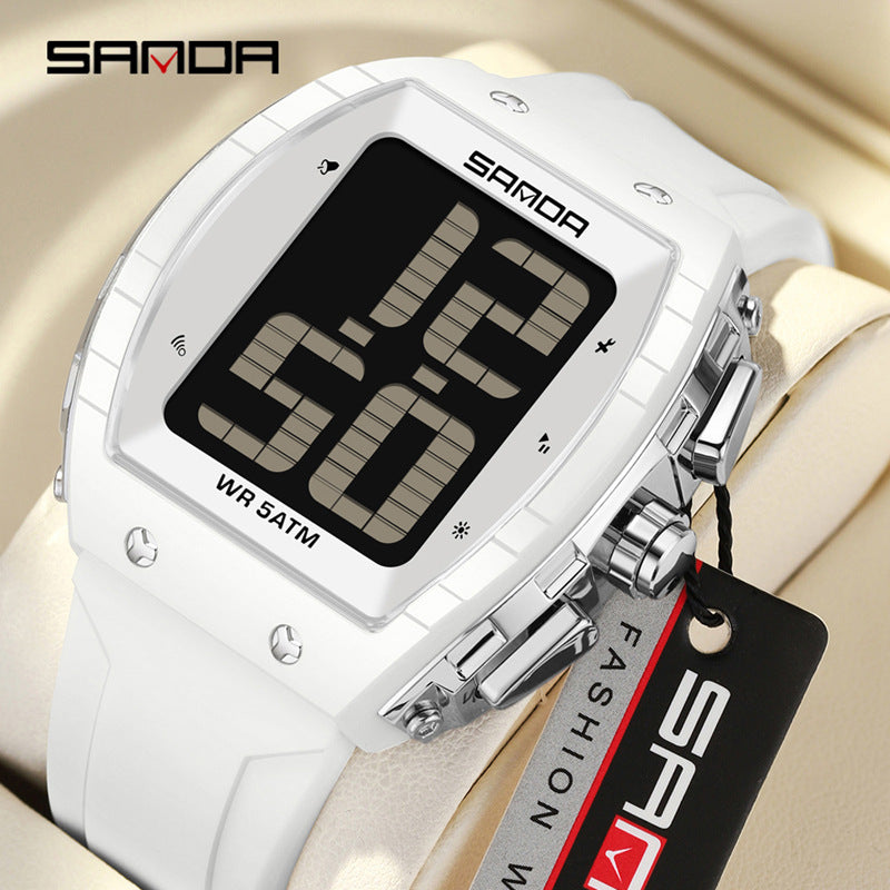 Sanda Elderly Voice Time Watch Large Digital Screen Luminous Multi-Function Watch Waterproof Calendar Digital Watch