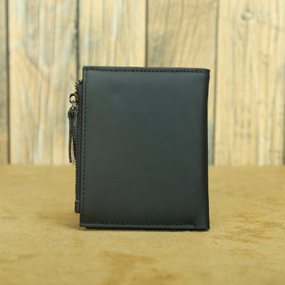 Shikangxin Vintage Genuine Leather Wallet Men's Short Wallet Multifunctional Zipper Bag Casual Oil Wax Cowhide Wallet