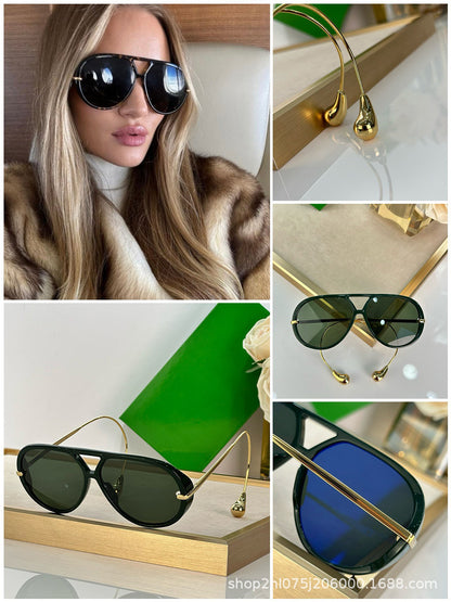 European and American Retro Large Frame Classic Double Beam Sunglasses New Personalized Outdoor Anti-ultraviolet Tide Men's and Women's Cross-border Sunglasses