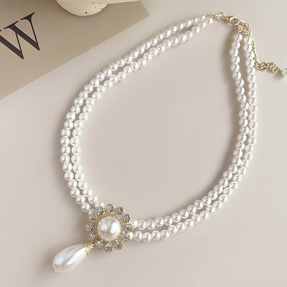Vintage Baroque Pearl Tassel Necklace Female Bridal Banquet Elegant Fashion Collarbone Necklace Choker Accessories