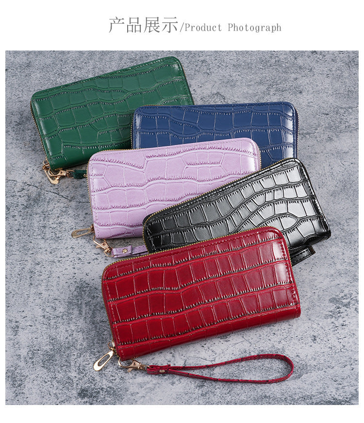 2025 New Women's Long Wallet, Feminine Crocodile Pattern Clutch Wallet, Fashionable Retro Women's Bag