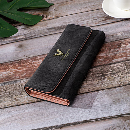 Long Women's Wallet Frosted Cover Wallet Soft Leather Wallet Fashion Retro Large Capacity Hand Bag