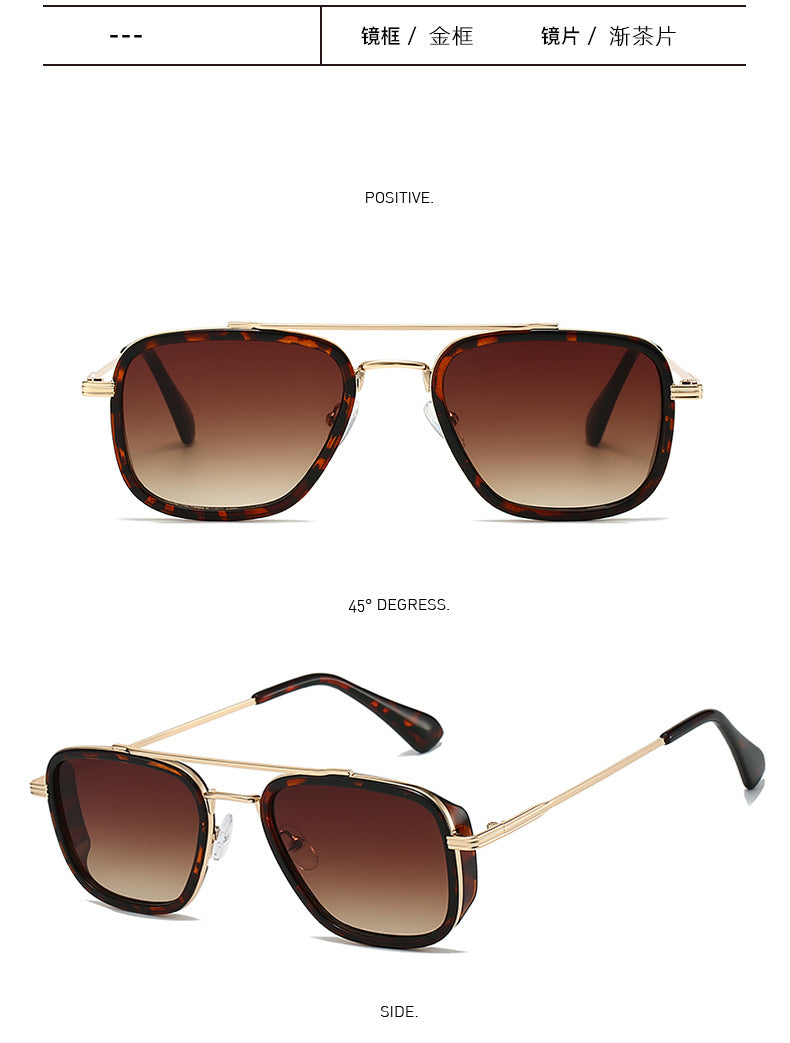 21 Amazon's New Popular European and American Punk Men's Sunglasses Pilot Square Frame Cross-Border Sunglasses Wholesale