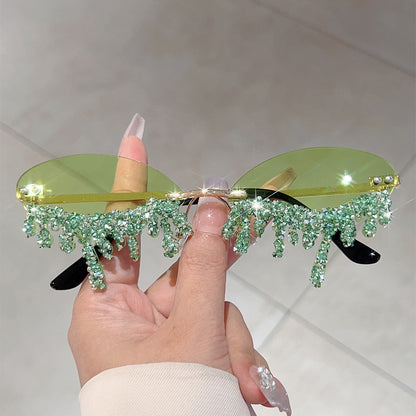 Cross-border New European and American Borderless Diamond-encrusted Angel Tears Sunglasses Spice Girls Street Shooting Cool Personality Funny Sunglasses