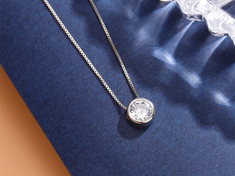Fashion simple small circle single diamond personality necklace female temperament clavicle chain