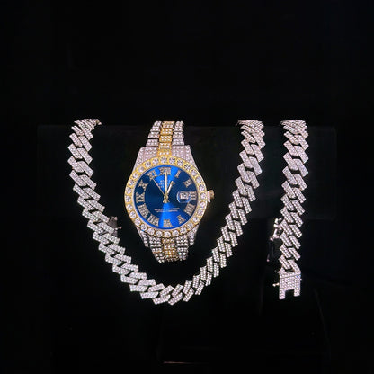 Tiktok Hot-Selling Fashion Casual Men's Watch Full Diamond Watch Men's Factory Price Direct Sale Complete Colors
