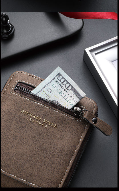 New business men's short wallet multi-card large capacity personality zipper ID bag carry wallet