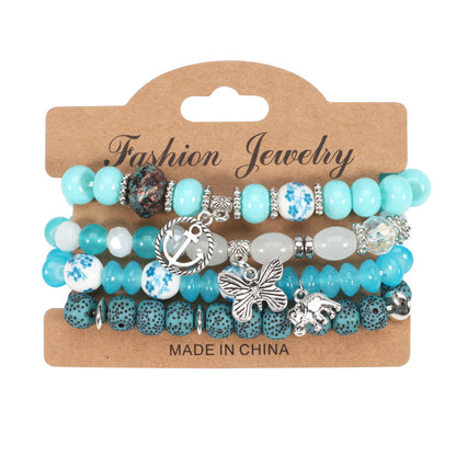 2022 Bohemian Butterfly Ship Anchor Elephant Pendant Multi-layer Bracelet Wholesale Bracelet Factory New Style Bracelet
