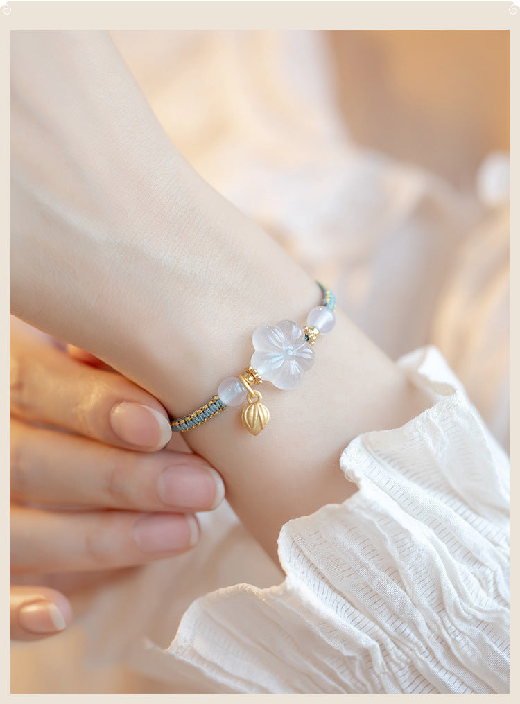 New Chinese Style Design Sense Plum Blossom Woven Bracelet for Women Chinese Style Adjustable Woven Hand Rope Gifts Hand Woven Rope
