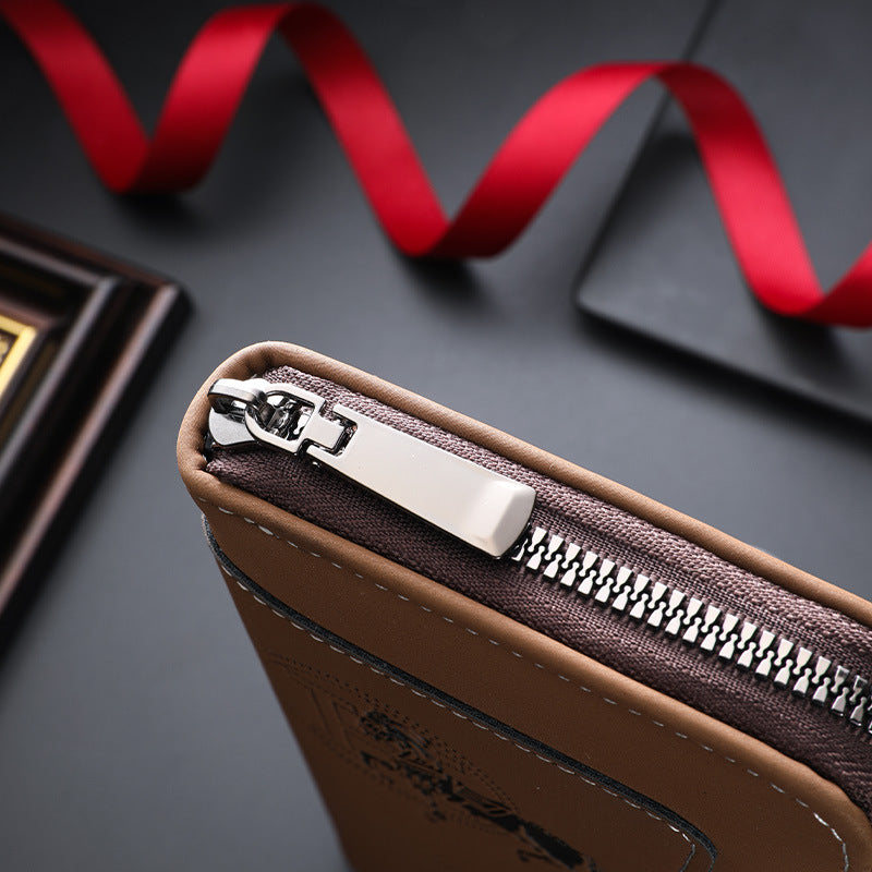 New crazy horse leather men's wallet European and American retro style PU zipper bag fashion short card bag change bag wholesale