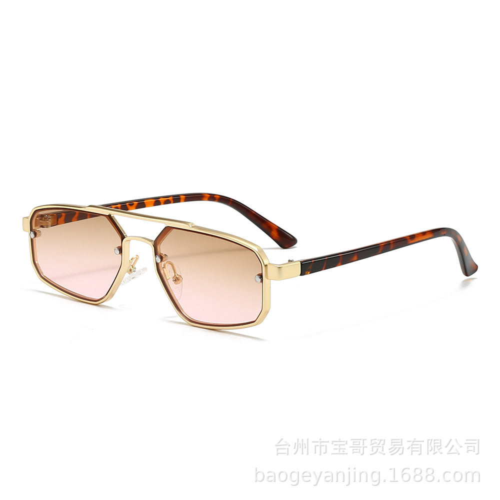 Metal Sunglasses New Trendy Cat-Eye Sunglasses for Men and Women Double Bridge Glasses in Stock Wholesale Polarized Sunglasses