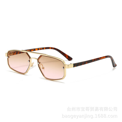 Metal Sunglasses New Trendy Cat-Eye Sunglasses for Men and Women Double Bridge Glasses in Stock Wholesale Polarized Sunglasses