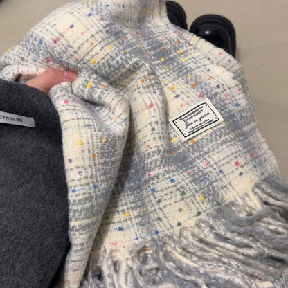 2025 New Korean Style Gypsophila Plaid Scarf Women's Autumn and Winter Student Couple Shawl Versatile Warm Scarf Wholesale