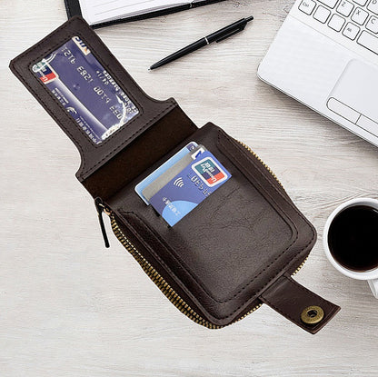 Foreign trade men's wallet short card bag one retro horizontal zipper men's wallet factory wholesale wallet