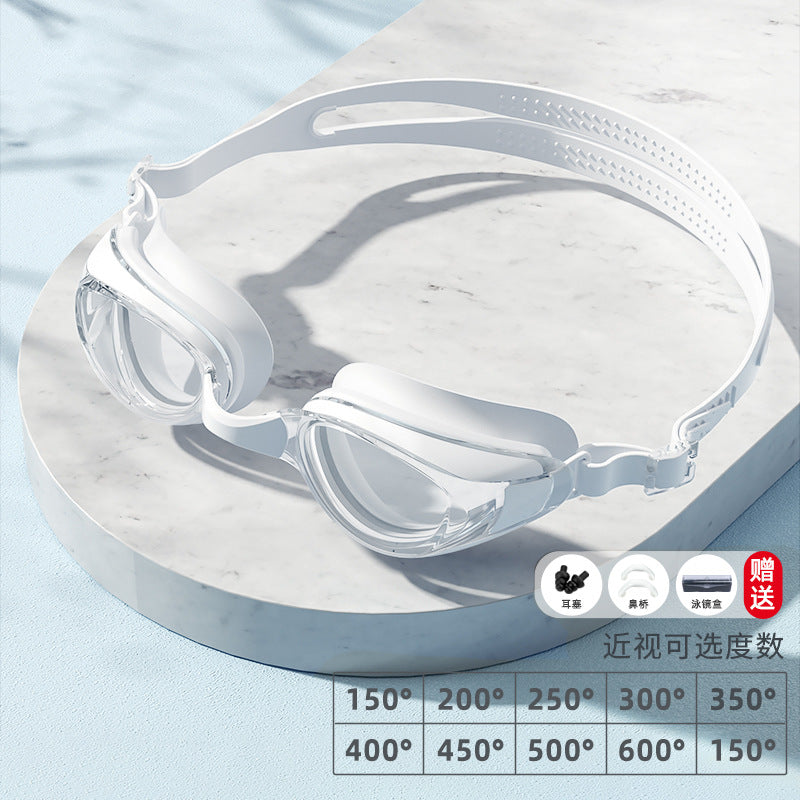 High-definition anti-fog swimming goggles adult myopia with degree swimming goggles non-eye diving equipment professional silicone goggles