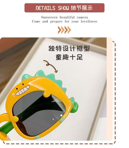 Children's Glasses Baby Sunglasses New Cute Little Dinosaur Cartoon Sunglasses Sun Visors Trendy Boys and Girls Sunglasses