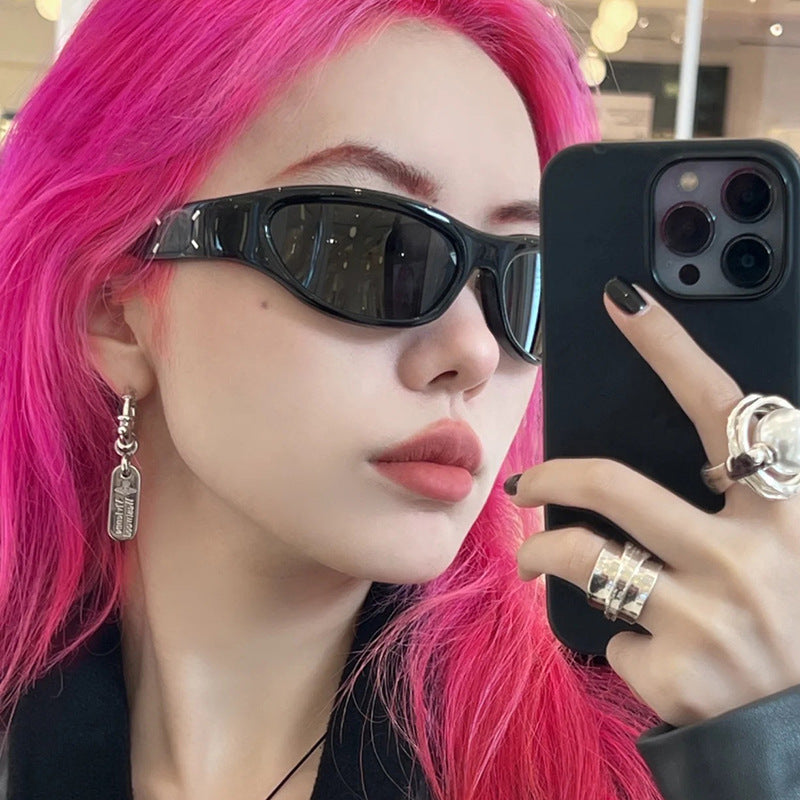2023 New Y2K Hot Girl Cycling Sunglasses Future Technology Sunglasses Concave Shape Photo Sunglasses Trendy