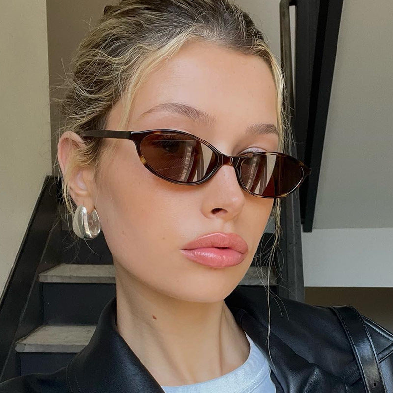 European and American Retro Oval Small Frame Sunglasses Women's Outdoor Fashion Wear Sunglasses Men's Personalized Hip-Hop Spice Glasses
