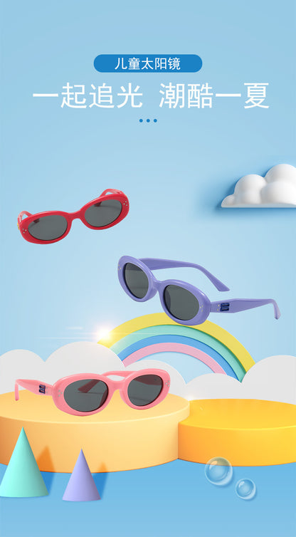 2024 new fashion rice nail polarized children's sunglasses silicone oval small frame sunscreen baby sunglasses 7-130