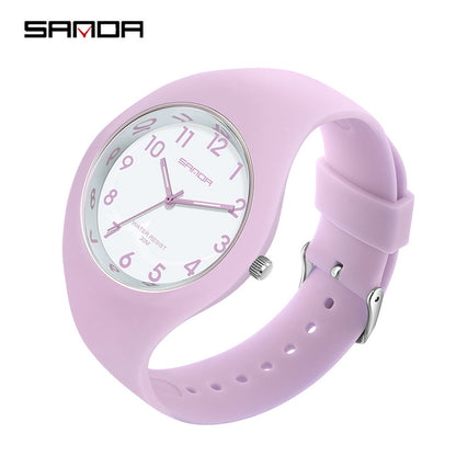 SANDA Outdoor Sports Watch Simple Waterproof Men's and Women's Fashion Quartz Watch Silicone Tape Casual Student Quartz Watch