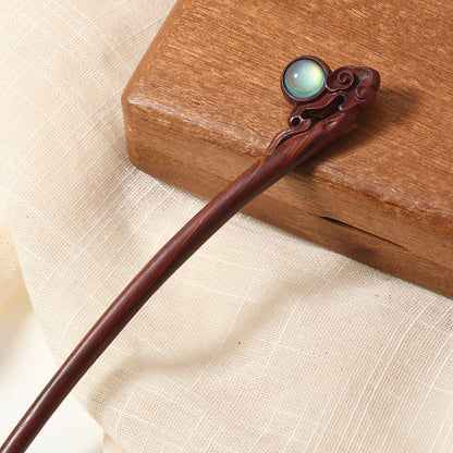 Vintage Red Sandalwood Hairpin Antique High-end Hairpin New Chinese Style Simple Daily All-match Wooden Hairpin Hairpin