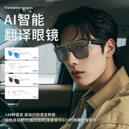 Smart Ai Bluetooth Translation Glasses, Sunglasses, Polarized, Anti-Uv, Anti-Blue Light, Listening to Music and Calls, Transparent Lens Replacement