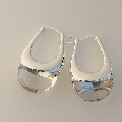 Simple New Trim Qiao Huan European and American Blogger Same Style Glaze Water Drops High-end Commuter Bag Earrings Earrings for Women