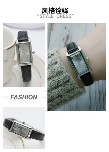 Small Rectangular Thin Strap Simple Women's Leather Strap Watch Trendy Leather Strap Watch Women's Quartz Watch 270