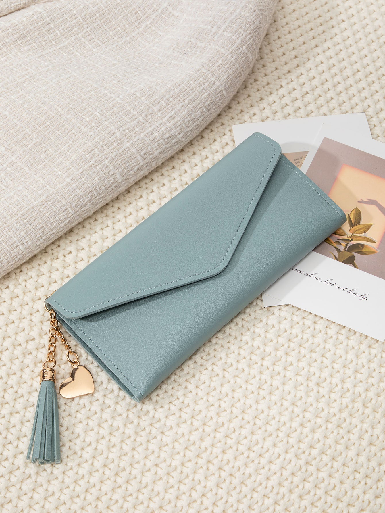 Korean Style Simple Three-fold Women's Long Wallet Fashionable Tassel Pendant Clutch Small Group Portable Multi-functional Coin Purse
