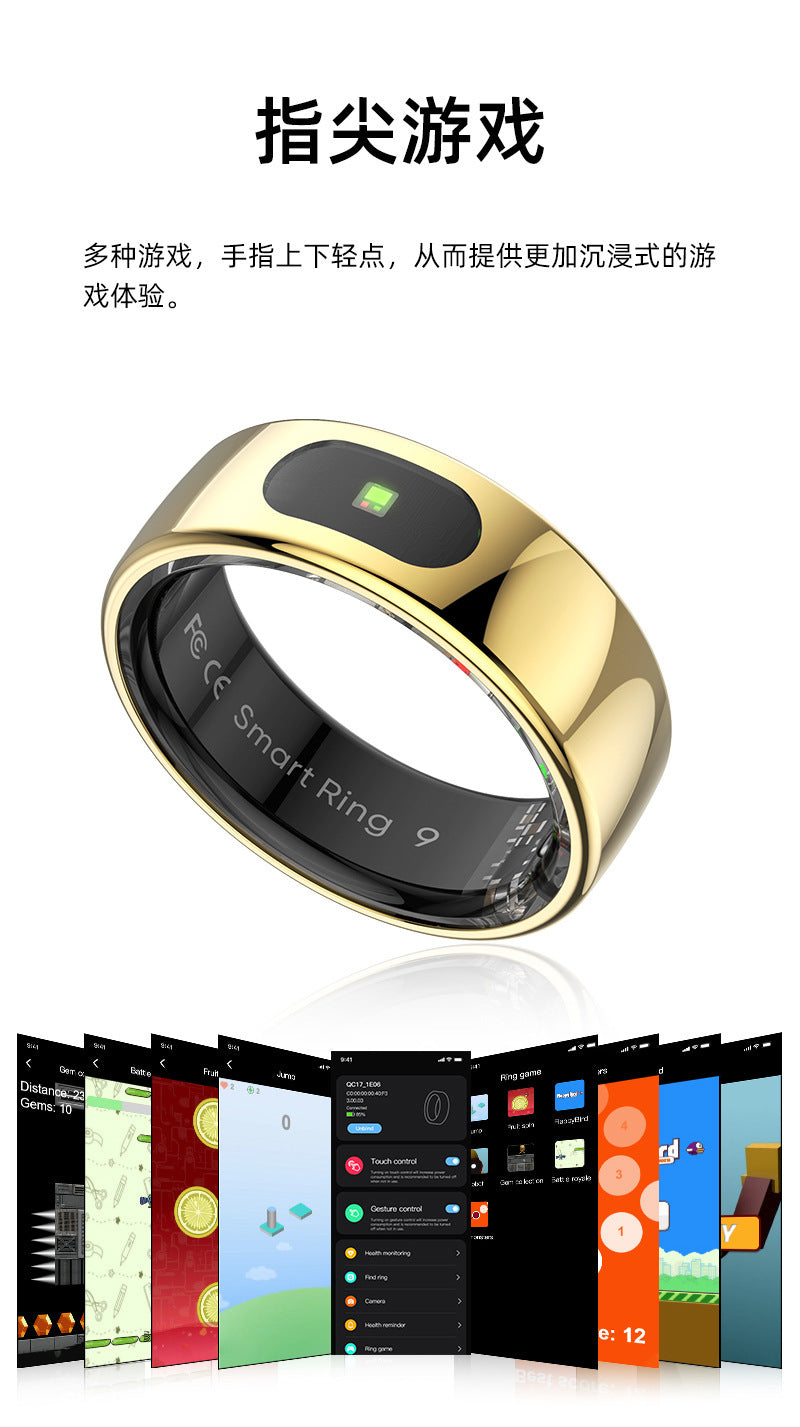 R08 (Qring) Waterproof Touch Body Temperature Sleep Blood Oxygen Heart Rate Sports Photo Music Control Smart Ring