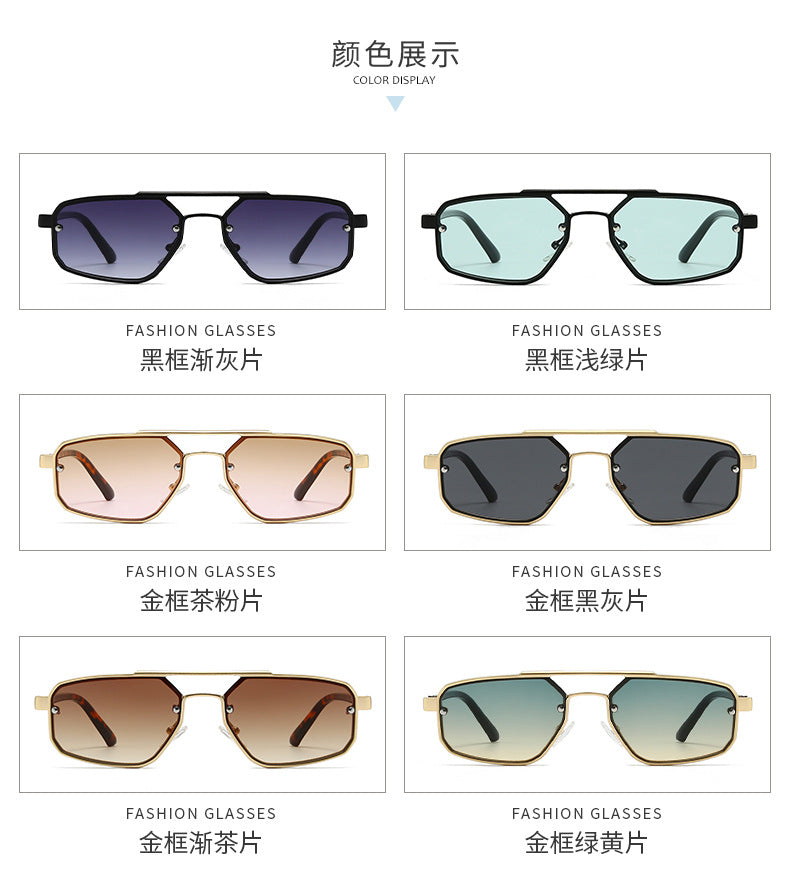 Metal Sunglasses New Trendy Cat-Eye Sunglasses for Men and Women Double Bridge Glasses in Stock Wholesale Polarized Sunglasses